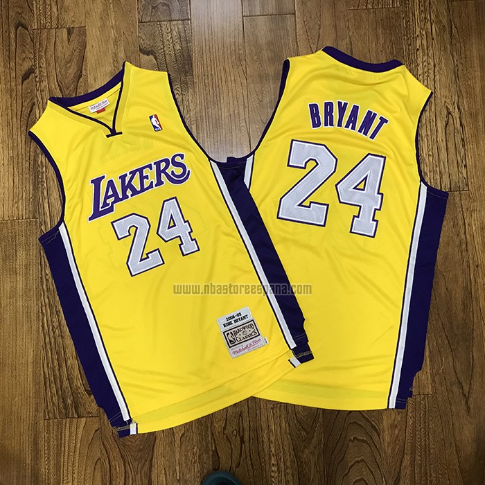 Camiseta Los Angeles Lakers Kobe Bryant NO 24 Mitchell & Ness Amarillo